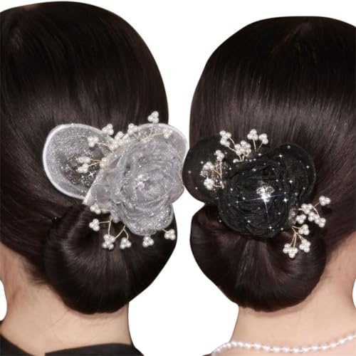Hand Embroidered Floral Design Dotted Hair Bun Maker, Lazy Hair Curler, Roller and Twister (#1 + #2)