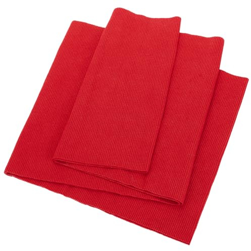 BENECREAT - Tela de malla acanalada grande roja con fibra elástica elástica, puños acanalados tejidos para camisetas Patchwork, chaquetas, vestidos y trabajos de costura DIY, 22x63x0.25 cm