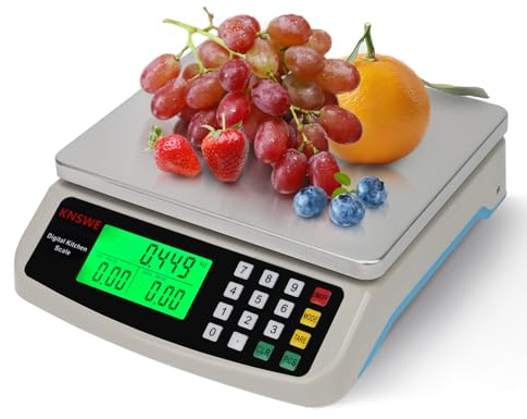 KNSWE Bascula Grande Peso de Cocina Digital 30kg Acero Inoxidable Balanza Precision 1g Función Tara Conteo Cero Para Hogar y Repostería Electrodomesticos Báscula Kilogramos Libras Onza