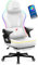 huzaro Force 4.6 RGB White Mesh | LED Gaming Stuhl PC-Stuhl Ergonomisch Bürostuhl | Musik Sync | Fußstütze | Wippfunktion | Verstellbare Kopfstütze Rückenlehne | 130 kg belastbar | Stoff | Weiß