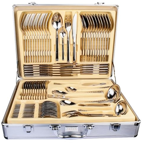 Luxury Silver Heavy Quality 72 Piece Table Cutlery Set Stainless Steel Canteen Gift Set 18/10