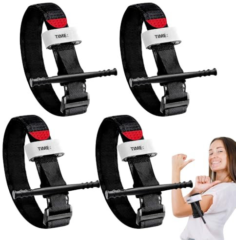 Lotvic Nödförband för camping, vandring, brottning, bergsklättring, utomhussport, 4-pack (svart)