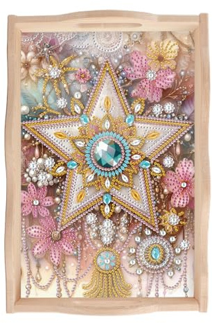 SHEGZHUC Diamond Painting - Bandeja para servir con asas (20 x 30 cm), diseño de estrella