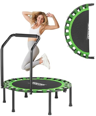 AOTOB 40 Fitness Trampoline for Adult, Max Load 450 LBS, Foldable Mini Rebounder with Durable Bungees, Small Exercise Trampoline for Workout for Quiet & Safely Cushioned Bounce(Green)