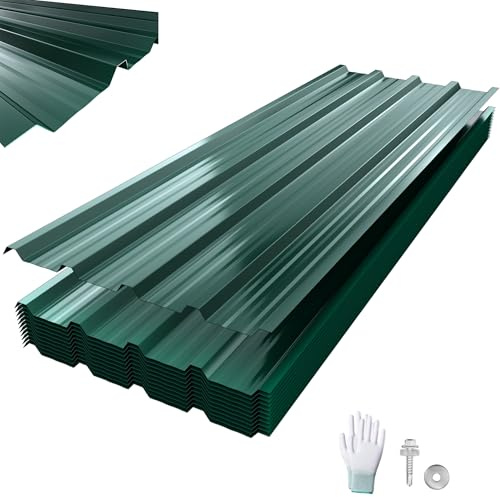 XMTECH 12 x trapetsplåt, profilplåt, 129,5 x 45 cm = 7 m² grön – galvaniserad, väderbeständig och korrosionsbeständig, stålplåt, trapetsprofil, takplattor för trädgårdshus, carport och vägg (typ A med