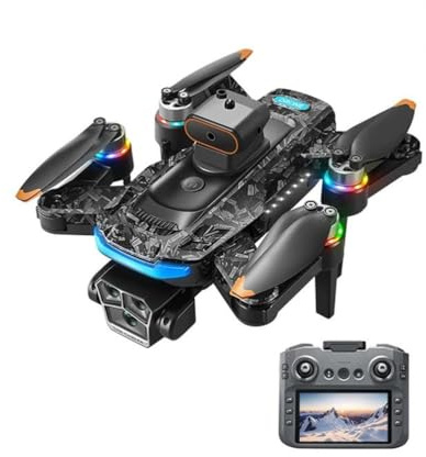 LKHLTBF Triple Battery,a 14 PRO Max Drone 8k HD Camera quadricottero con Schermo 5g WiFi Fotografia Aerea ostacolo brushless Telecomando