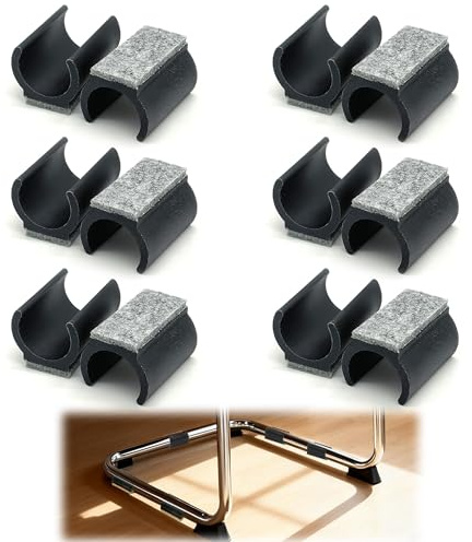 12 Protectores para Patas de Silla, Deslizadores de Fieltro Diámetro 25 mm para Muebles de Tubo Redondos, Protectores para Sillas de Brazo Libre para Suelos de Madera y Baldosas