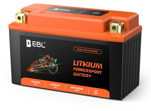 EBL Lithium YT9B-BS, 120CCA Lithium LiFePO4 Motorcycle Battery, 12V 4Ah ATV, UTV, Jet Ski, 4 Wheeler, Quad, Riding Lawn Mower, Tractor, Scooter, PWC, Seadoo, Polaris and Generator Battery.