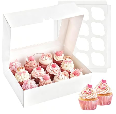 Tlczrva 10 cajas de transporte rectangulares para tartas con ventana transparente y divisores, caja de transporte para tartas, macarons, magdalenas, pasteles, para bodas, fiestas de cumpleaños