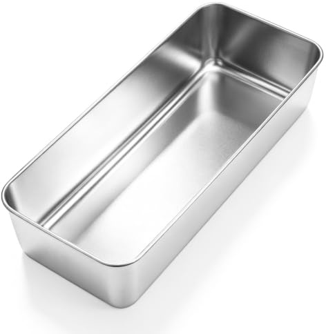 Jogoico Moldes de Acero Inoxidable para Pan 1 Pieza Molde Bizcocho Rectangular Repostería Molde Grande de Hornear para Pan Casero Tostadas Postres Tartas Lasaña 32x14x6cm