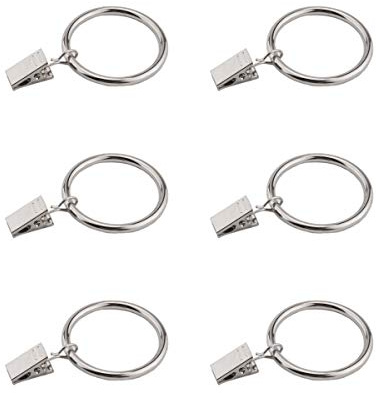Coideal Silver Curtain Rings with Clips, 30 Pack Rustproof Metal Drapery Clip Ring Hook for Holding Heavy Curtains and Drapes (35 mm)