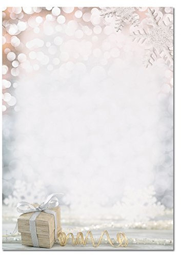 SIGEL DP135 Weihnachtsbriefpapier in Gold und Silber, A4, 100 Blatt Christmas Surprise, aus nachhaltigem Papier, Briefpapier Weihnachten für Weihnachtspost, Angebote, Einladung, Menükarte