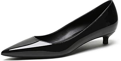 elashe Tacco Basso Scarpe con Tacco Donna 1.4 Tacchi a Punta Scarpe con Tacco Kitten Donna Nero EU43