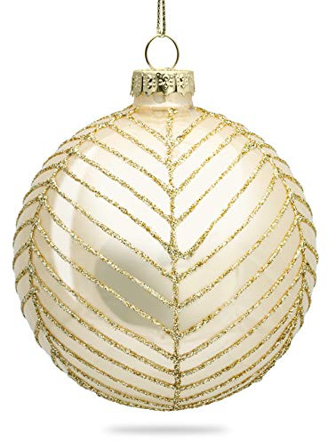 SIKORA Highlights 4er Set ausgefallene Christbaumkugeln aus Glas Champagner besondere Weihnachtskugel Christbaumschmuck, Farbe | Modell:Modell New York Champagner, Höhe in cm:8 cm