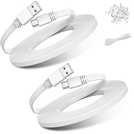 Basesailor Micro USB Kabel 3M 2-Stück,Lang 10 FT Ladekabel Power Flach Stromkabel für Neos Smartcam,Yi Nest Cam,Blink XT XT2 Indoor Outdoor 3th Gen Kamera,Furbo Dog,Arlo Q,Netvue,Xbox One Controller