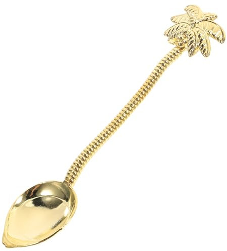 Cabilock Esslöffel Besteck Mit Ananas Spoon Eiscreme Scoop Retro Kokos L?ffel Sommer Dessert Tee L?ffel L?ffel Rühren L?ffel für Tee Küche Hause Bar Party (Golden) Löffel Palmen