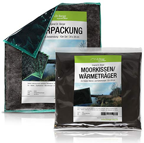 AKTION Premium Moor Starterset Moorkissen Wärmeträger mit 10er Natur Moorpackung - Wärme Original Wärmeträger für Physio, Wellness und zuhause. Torf Schlamm Fango mit Vlies Wärmekissen Set