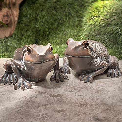 Pelle & Sol Set of 2 Frogs - Garden Animal Indoor Outdoor Ornaments Decor Statue - Made Form PolyResin