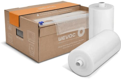 Wevac Lot de 2 Rouleau Poche Sous Vide Alimentaire, 20x3000cm & 28x3000cm avec Boîte à découper, sans BPA, Sac Pour Sous Videuse Alimentaire, Sachet Sous Vide Alimentaire la conservation