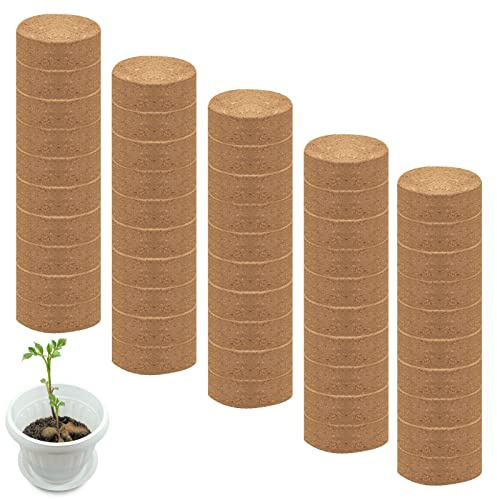 Krukjord | 30mm Expanderande komprimerad Coco Coir Pellet Fiber Jord Startblandning | 50 st Grönsaker Jordblock för Inomhus Utomhus Krukväxter Örter Tioheam