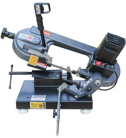 BOKA Metallbandsäge Vario-Speed 40–88 m/min, Gehrungsschnitt 0–45°, Rohrschnitt bis Ø85 mm, 230V/1000W, BS-85 transportable Säge mit hoher Schnittpräzision, Inklusive Sägeband