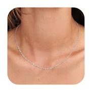 CASSIECA 925 Sterling Silber Kette 1,4 mm Singapurkette Halskette Upgraded Federring Verschluss Dünne Robuste Sterling Silber Halskette für Damen Männer Mädchen 40 cm