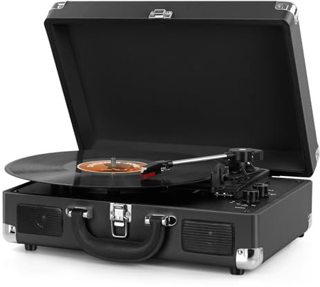Platines Vinyle,Mersoco Gramophone Vintage, Tourne-Disque Vinyle Bluetooth avec Haut-parleurs intégrés et 3 Vitesses,Sortie RCA/AUX-in Incluse