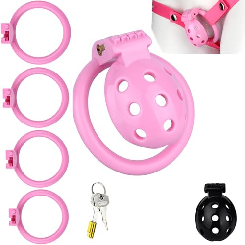 Chastity Cage Pene Jaulas De Pene En Bondage Chastity Cage Uomo Cintura Castità Per Uomo Penis Cage Gabbia Pene Cock Cage Sex Toy Gabbia Castità Per Uomo Gabbia Di Castità (Pink)