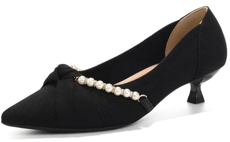 HROYL Escarpins Femme Petit Talon Bout Pointu Confort Chaussures de Bureau Femme,1507-5-Noir,EU 38