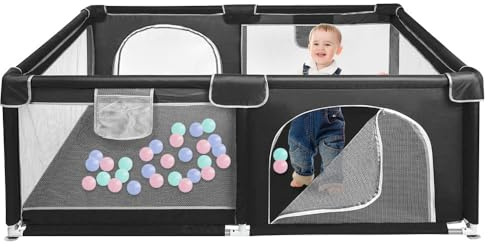 Homewell 120 x 160 cm Parque Bebe con bolsa de almacenamiento, parque infantil con red transpirable, Playpen, zona de juegos de seguridad, centro de actividades