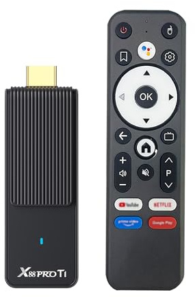 X88 Pro T1 Android 14 TV Stick, RK3518 Quad-Core 4K Streaming Media Player, 1GB RAM 8GB ROM, WiFi 6 Dual-Band 2.4G/5G, Bluetooth 5.0, Voice Remote, HDMI Dongle for Smart TV