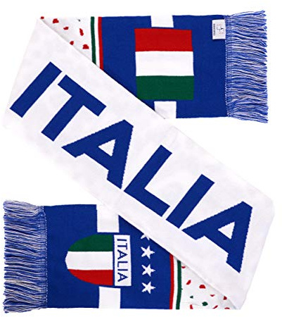 Euroscarves Italy ltalia Écharpe en tricot haute définition Motif football Blanc, blanc, Taille unique