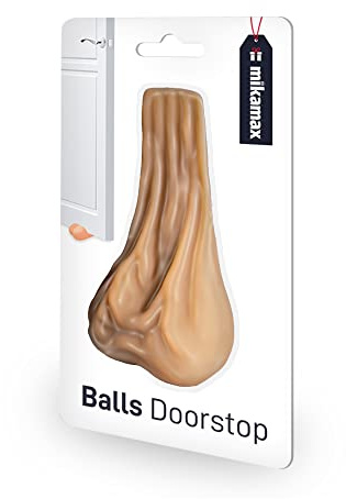 MikaMax Balls Doorstop - Ball Sack Door Wedge da Pavimento - Silicone - Nude Coloured - 13 x 4,5 x 7 cm - Funny Door Holder - Fermaporta decorativo