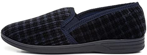 The Slipper Company Mens Twin Gusset Navy Slipper - Size 10 UK - Blue