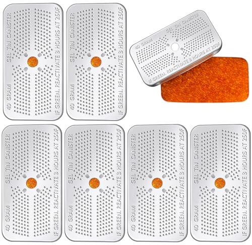 6 Pack 40 Gram Silica Gel Canister Dehumidifier Desiccant Orange to Green Reusable Indicating Desiccant Moisture Absorber for Car Closet Cabinet Bag Storage Box(6 Boxes)