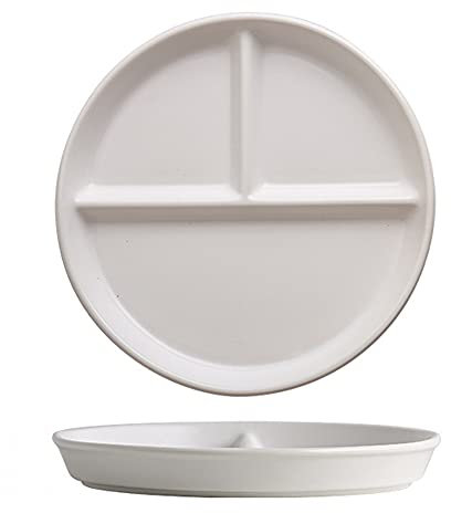 OnePine Porzellan Servierplatten, Snackteller mit 3 fächern kinder Dessertteller Salatteller Geteilte Platte keramik für abnehmen