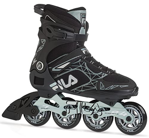 FILA Legacy Pro 84 Fitness Inline Skates for Men - Airflow Technology, 84mm Wheels, ABEC 7 Bearings, High Cuff Support - Black/Grey, Men 7