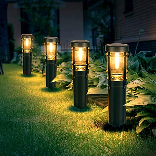 Czoele Solarlampen für Außen Garten, 4 Stück Solarleuchten Garten 900mAh Warmweiß Solar Gartenbeleuchtung Wasserdichte mit Erdspieß IP65 Wasserdichte Auto Ein/Aus für Garten Terrasse Pfad Rasen