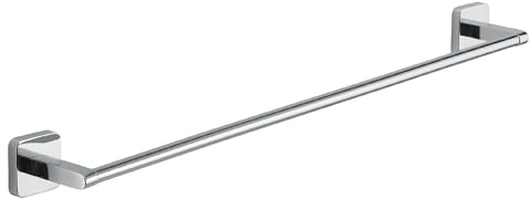 Gedy Tonga Porta Asciugamani Bagno da Parete Lunghezza 60cm, Porta Asciugamani Muro Fissaggio Tramite Viti o Adesivo, Finitura Cromato, Porta Salviette Bagno da Muro in Acciaio Inox e Cromall