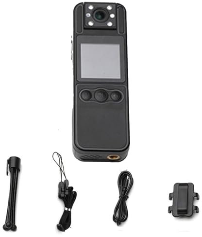 SYFUNLV Mini Body videoinspelare, bärbara dolda kameror, liten kroppskamera, HD 1080P mini övervakningskamera, bärbar ryggclip-design, 1 600 mAh batteri, med 180° vridbar lins