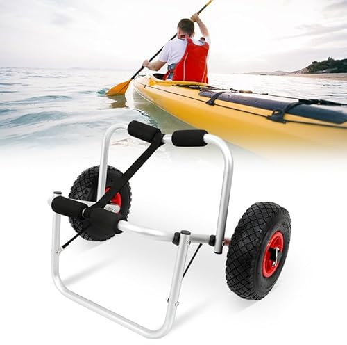 Vkechh Kayak, canoa in alluminio, pieghevole, fino a 80 kg, per barche, canoa o kayak, carrello per barche con cinghia di tensione, kayak portatile, per canoa e amanti del kayak, canoa