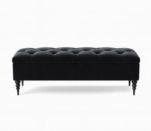 Chesterfield Ottoman Storage Bench with Legs, End of Bed Blanket Box with Hidden Storage & Hinged Lid, Upholstered Ottoman Storage Box, Hallway Shoe Storage Ottoman, Living Room Padded Entryway Seat