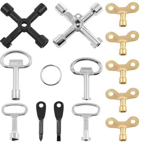 AHEJIOO 13 Heizungsentlüftungsschlüssel Set, Vierkantschlüssel Entlüftungsschlüssel, Schaltschrankschlüssel für Heizkörper Entlüftungsventil, Multifunktions- radiator key für Haushalt und Industrie