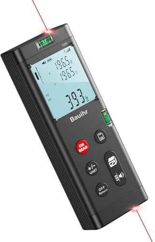 Bilateral Laser Measurement Tool, Bauihr 393ft/120M Rechargeable Aluminum Dual Laser Distance Meter, Dual Laser Measuring Tool with Backlit LCD Display, Digital Angle, M/in/Ft Unit Switching