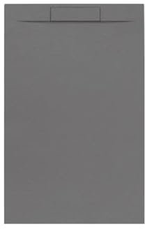 Plato de ducha 100 x 70 cm gris Line Plus de resina y polvo de mármol con rejilla lateral de marmorresina – Frascio