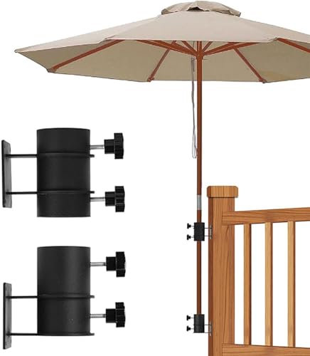 Parasollhållare för Räcke, Rostfritt Stål, Heavy Duty Klämfäste för Montering på Däck, Staket, Balkong, Gård