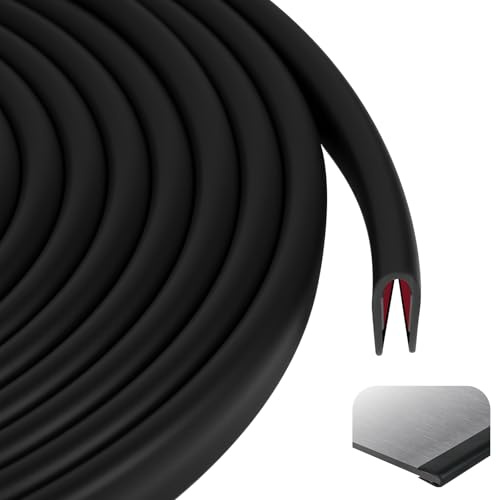 Flintronic 6M Protection Portiere Voiture, 10mm x 5mm Adhésif Joint Caoutchouc en U, Protection Bord de Tole, pour Plaques Métalliques, Portières de Voiture, Coin de Table(Noir)