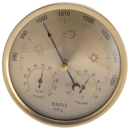 3 en 1 barómetro, termómetro e higrómetro, marco de acero inoxidable en interior y estación meteorológica exterior para control del clima y monitoreo del aire