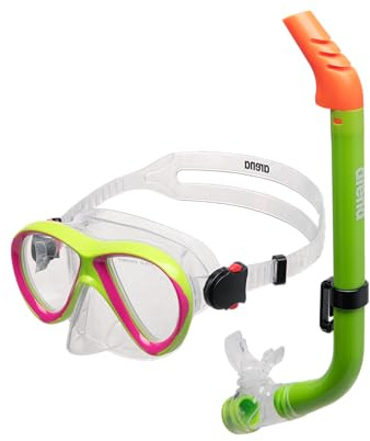 arena Kids' Mask and Snorkel Set, Snorkeling Mask, Swim Mask, Girls' Snorkel Mouthpiece with Anti-Infiltration Technology, Flexible Tube with Purge Valve, Hypoallergenic Silicone