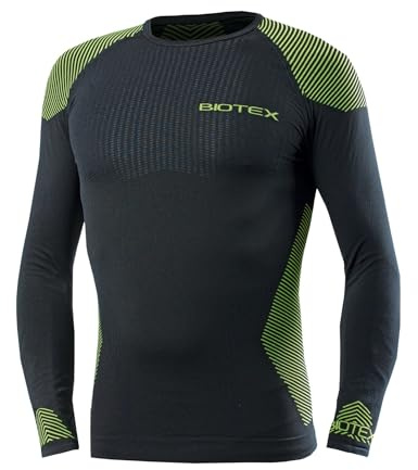 BIOTEX Manica Lunga 3D per Sport Outdoor, Intimo Tecnico Sportivo, Traspirante e Senza Cuciture, Nero, Taglia II (M/L)